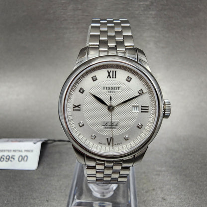 Tissot Le Locle Automatic Watch Women 29mm Silver Dial Diamond Accent Date Steel0