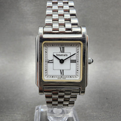 Tiffany & Co Tank Watch Women 23mm White Dial Steel Rectangle New Battery0