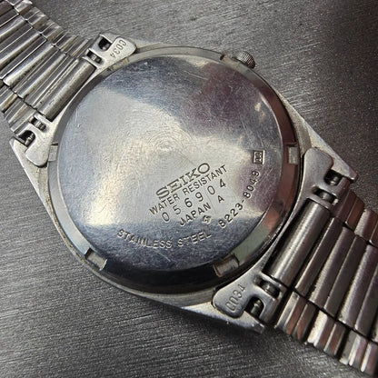 Seiko SQ Railroad Approved Watch Men 34mm White Dial Daydate 8223-8049 New Batt10