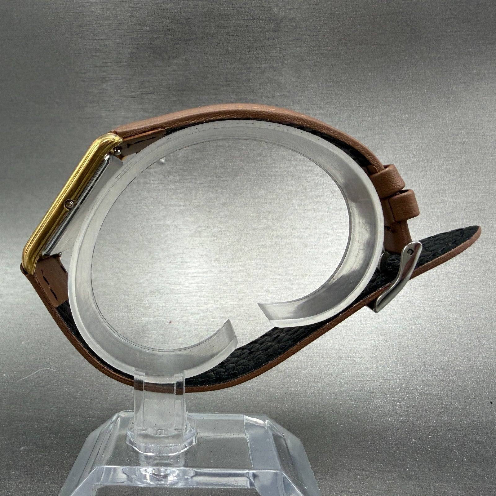 Omega De Ville Tank Watch Men 26mm Gold Dial Gold Tone Rectangle 1365 New batt6