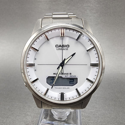 Casio Lineage Multiband 6 Watch Men 40mm White Dial Titanium Solar Runs0
