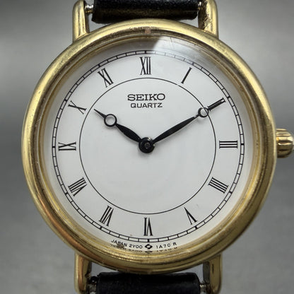 Seiko Watch Women 24mm White Dial Gold Tone Round 2Y00-0A50 New Battery1