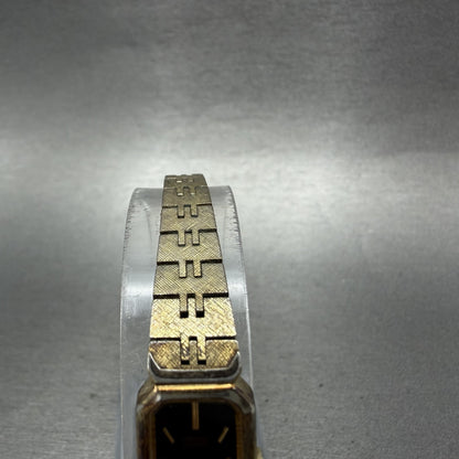 Seiko Tank Watch Women 13mm Black Dial Gold Tone Rectangle 13205649 New Battery4