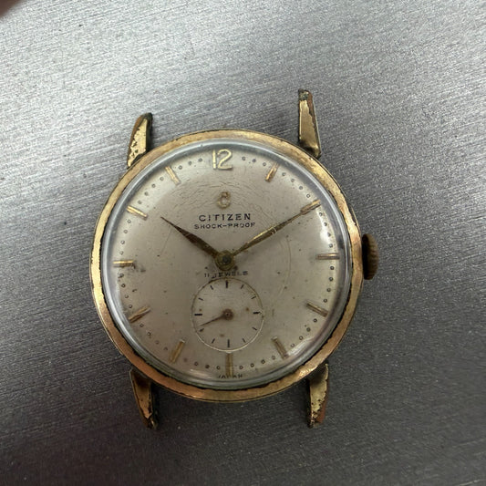 Citizen Watch Men 33mm White Dial Gold Filled Round Manual Vintage PARTS0