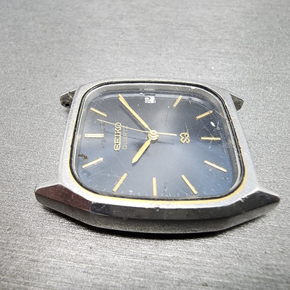 Seiko SQ Watch Men 32mm Blue Dial Steel Date Rectangle 8122-5039 PARTS