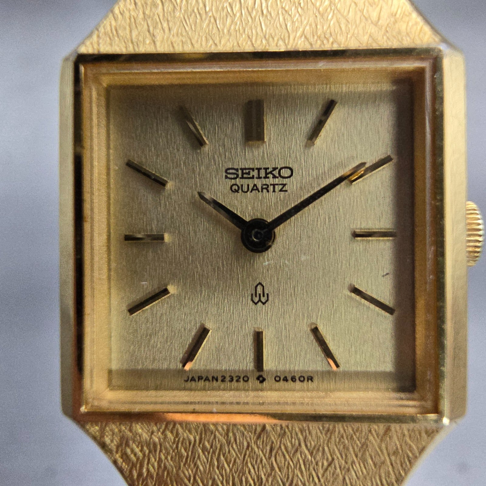 Seiko Watch Women 18mm Gold Dial Gold Tone Rectangle 2320-5300 New Battery VTG1