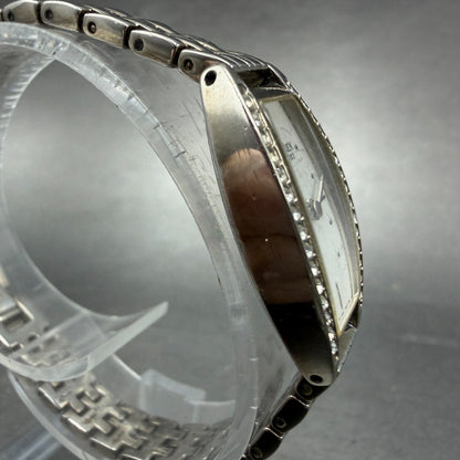 Citizen Watch Women 16mm Silver Dial Silver Tone Rectangle Crystal Bezel New Bat3
