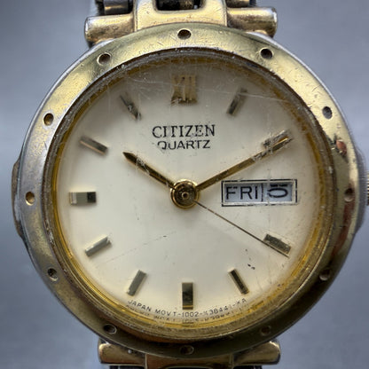 Citizen Watch Women 25mm Cream Dial Two Tone Daydate 1002-K12070 New Battery1