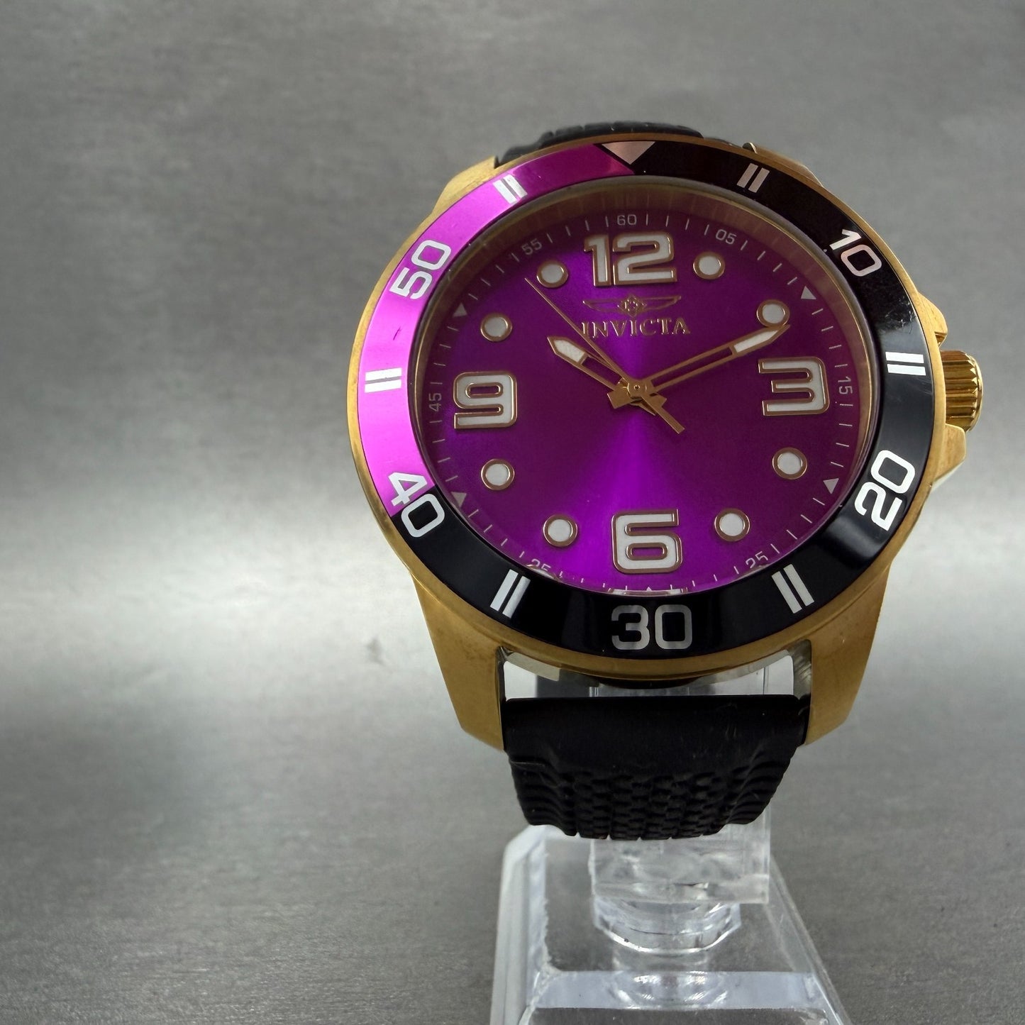 Invicta Pro Diver Watch Men 45mm Purple Dial Rose Gold Tone Round 23249 New batt5