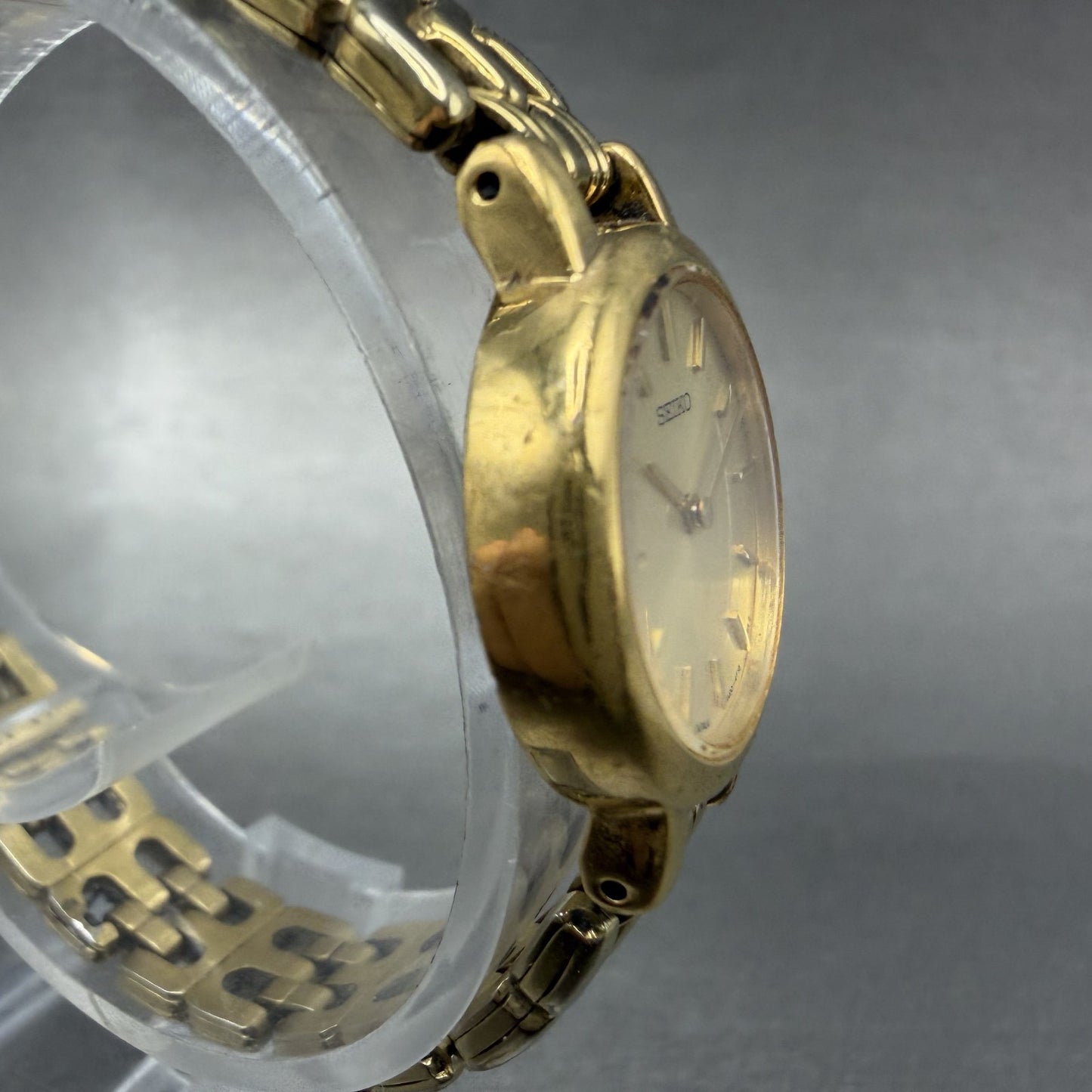 Seiko Watch Women 21mm Champagne Dial Gold Tone Round 1N00-1E09 New Battery LPU3