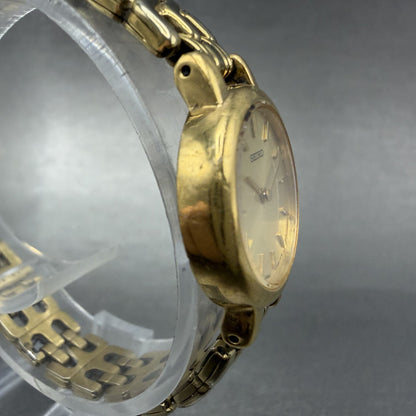 Seiko Watch Women 21mm Champagne Dial Gold Tone Round 1N00-1E09 New Battery LPU3