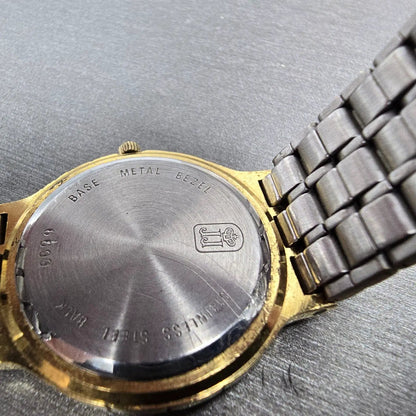 Jules Jurgenson Watch Unisex 30mm Gold Dial Gold Tone Round 6699 New Battery9
