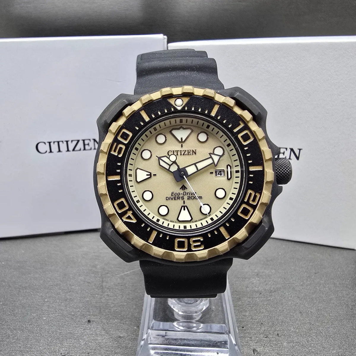 Citizen Promaster Marine Eco-Drive Watch Men 48mm Brown Dial Titanium Works0