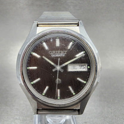 Orient Watch Men 36mm Brown Dial Steel Daydate Round 52912870 New Battery0