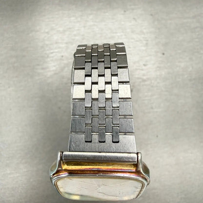 Seiko Watch Men 30mm Gold Dial Two Tone Rectangle 9021-5160 New Battery Vintage4