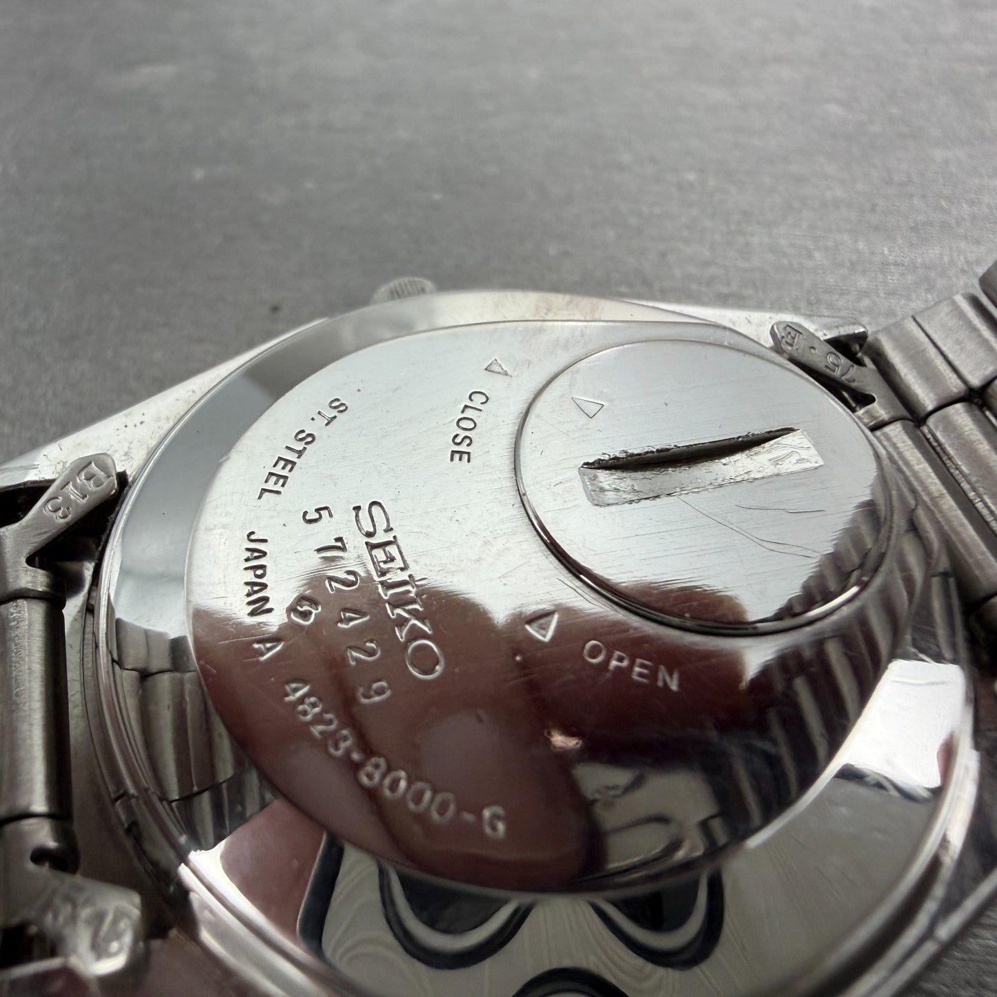 Seiko King Quartz Watch Men 36mm Silver Dial Steel Daydate 4823-8000 New Battery9