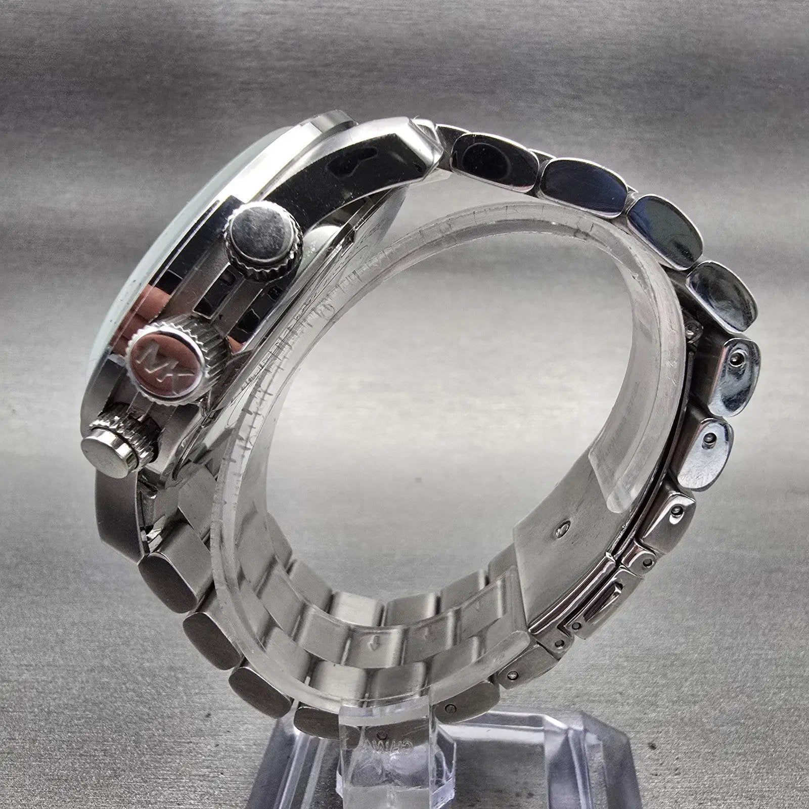 Michael Kors Runway Chrono Watch Men 45mm Silver Dial Silver Date MK8086 New Bat6