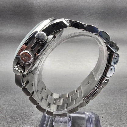Michael Kors Runway Chrono Watch Men 45mm Silver Dial Silver Date MK8086 New Bat6