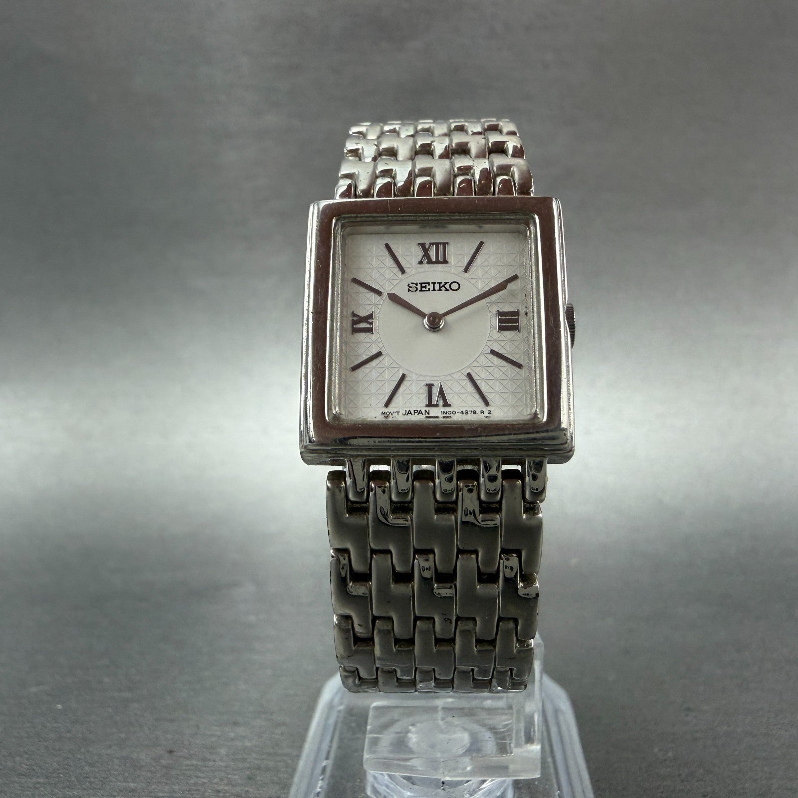 Seiko Tank Watch Women 20mm White Dial Silver Tone Square 1N00-6H39 New Battery5