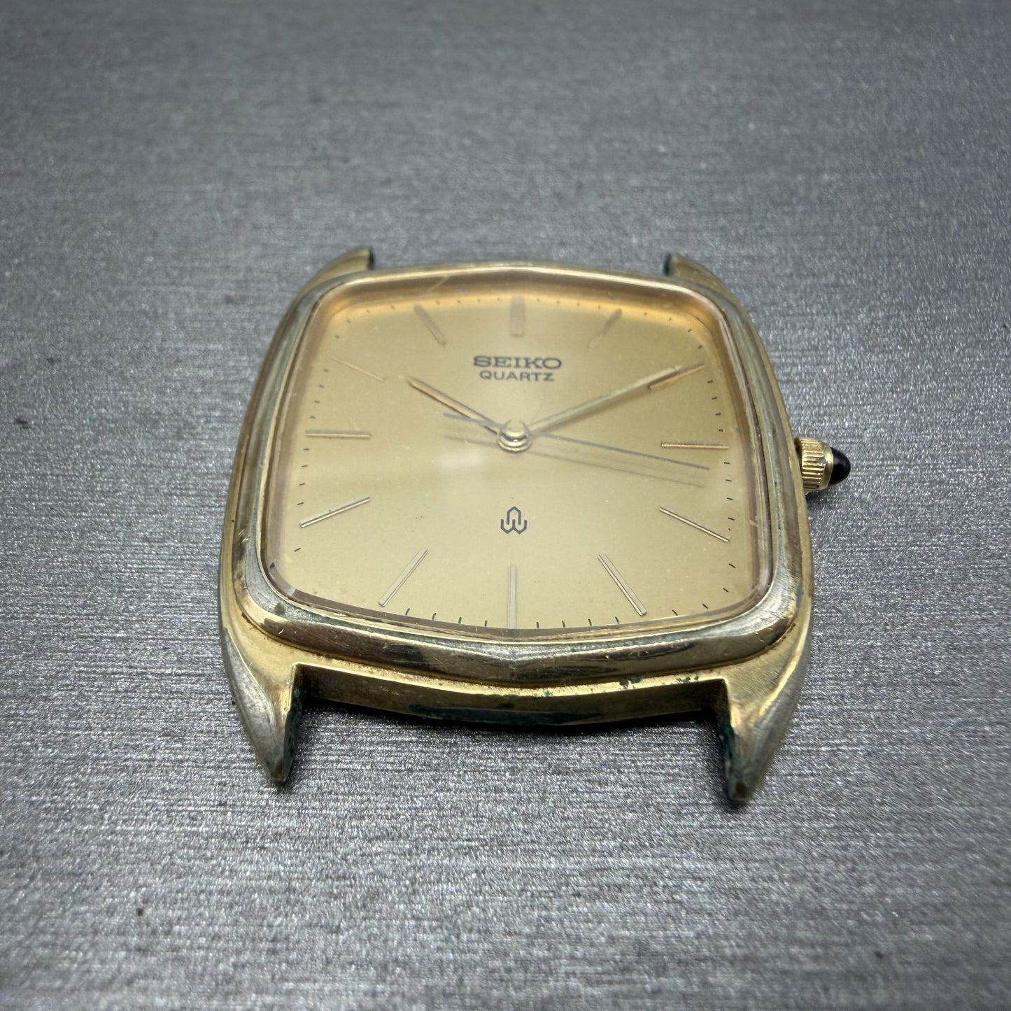 Seiko Watch Men 30mm Champagne Dial Gold Tone Rectangle 6030-5250 New Battery2