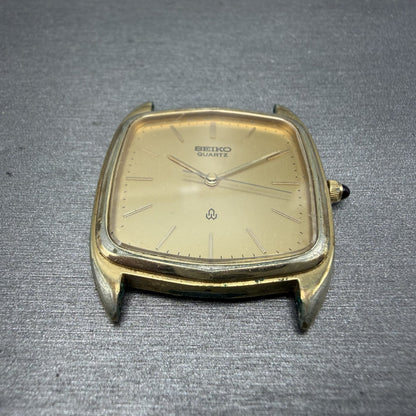 Seiko Watch Men 30mm Champagne Dial Gold Tone Rectangle 6030-5250 New Battery2