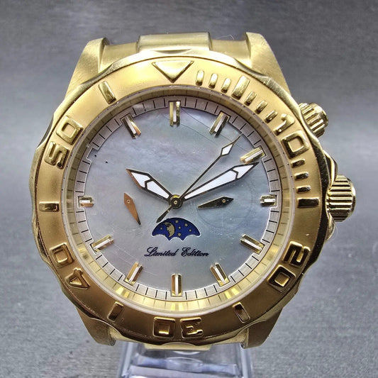 Invicta Sea Wizard Watch Men 44mm MOP Dial Gold Tone Daydate Round READ!! NewBat0