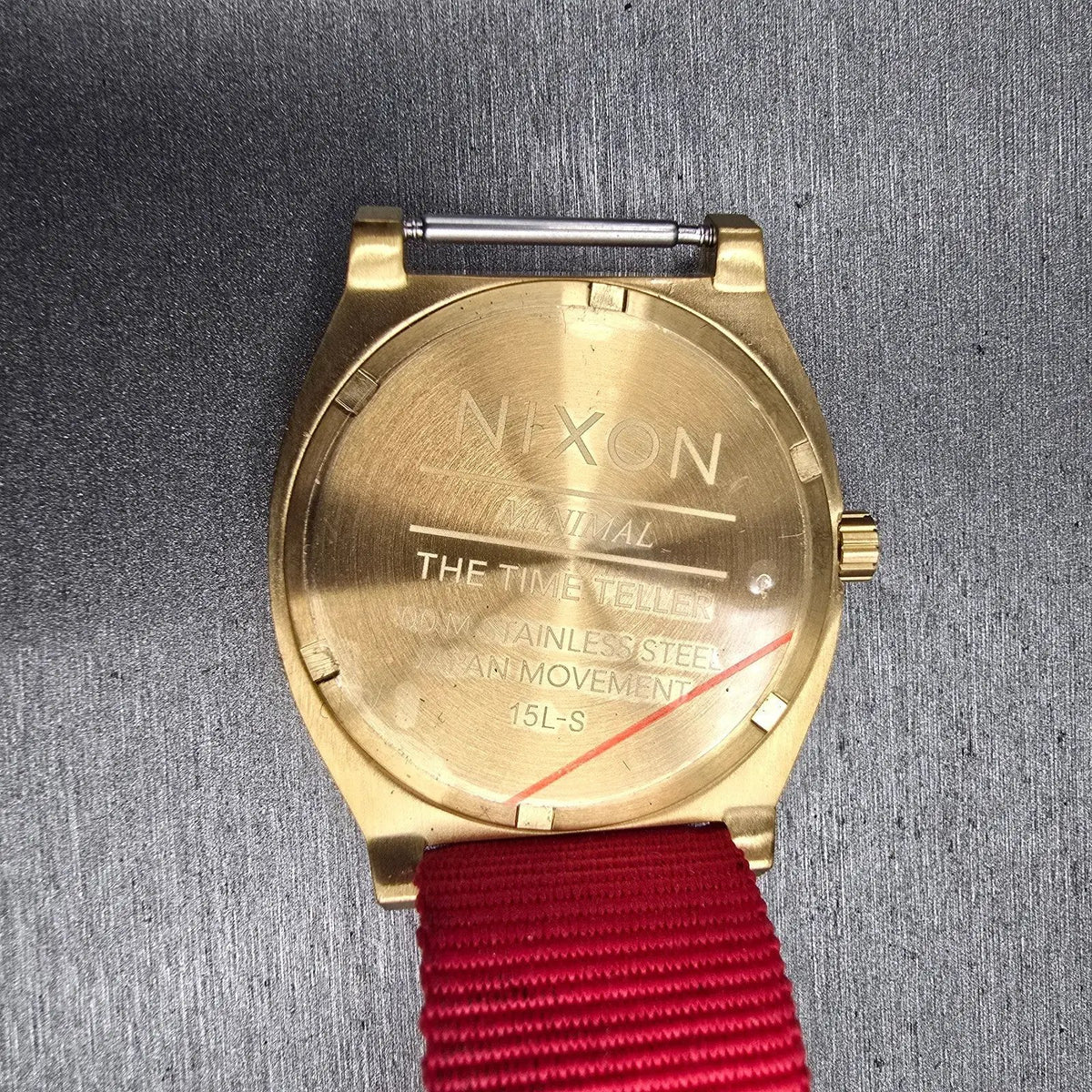 Nixon The Time Teller Watch Men 37mm White Dial Gold Tone Round New Battery CD10
