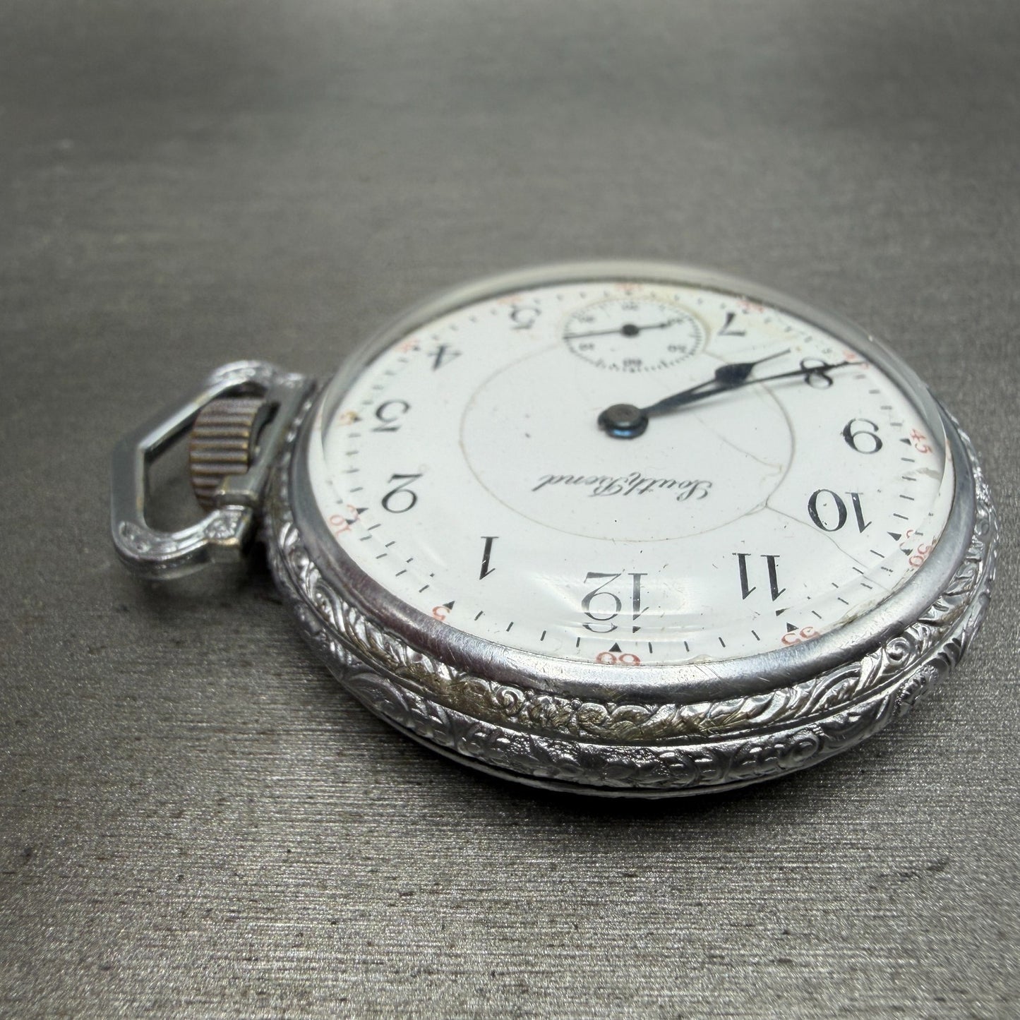 South Bend Pocket Watch White Dial Silver Tone Grade 292 Manual Wind PARTS5