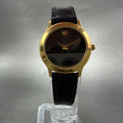 Movado Museum Watch Women 26mm Black Dial Gold Tone Round 87-E4-0814 New Battery5