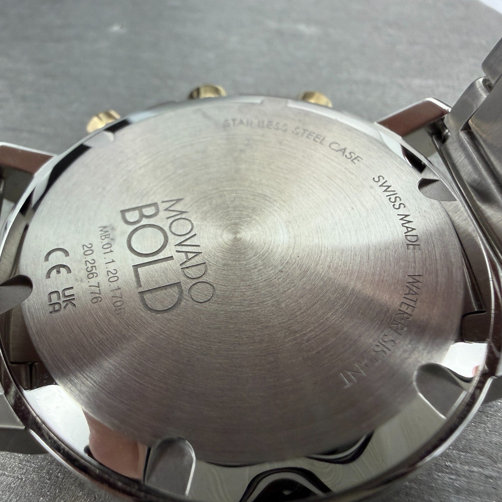 Movado Bold Chronograph Watch Men 42mm Silver Dial Two Tone Date 3600888 Box10