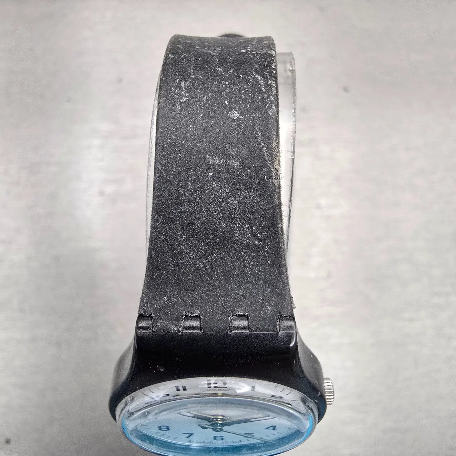 Swatch SOMETHING NEW Watch Women 25mm White Dial Black Case Round LB153 New Batt4
