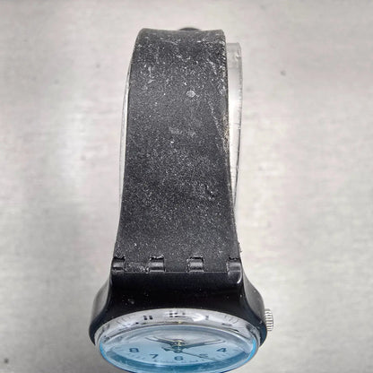 Swatch SOMETHING NEW Watch Women 25mm White Dial Black Case Round LB153 New Batt4