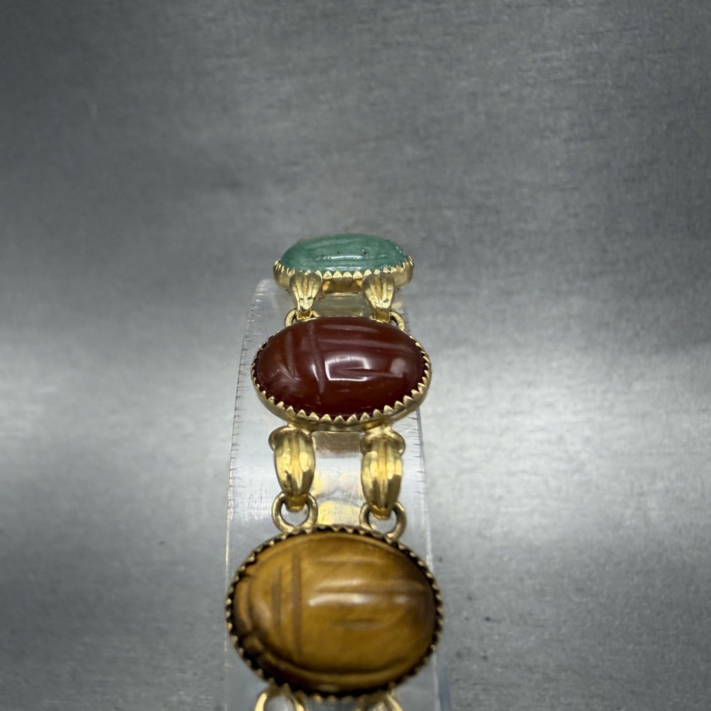 Jules Jurgenson Watch Women 19mm MOP Dial Gold Tone Oval Gem Stones New Battery4