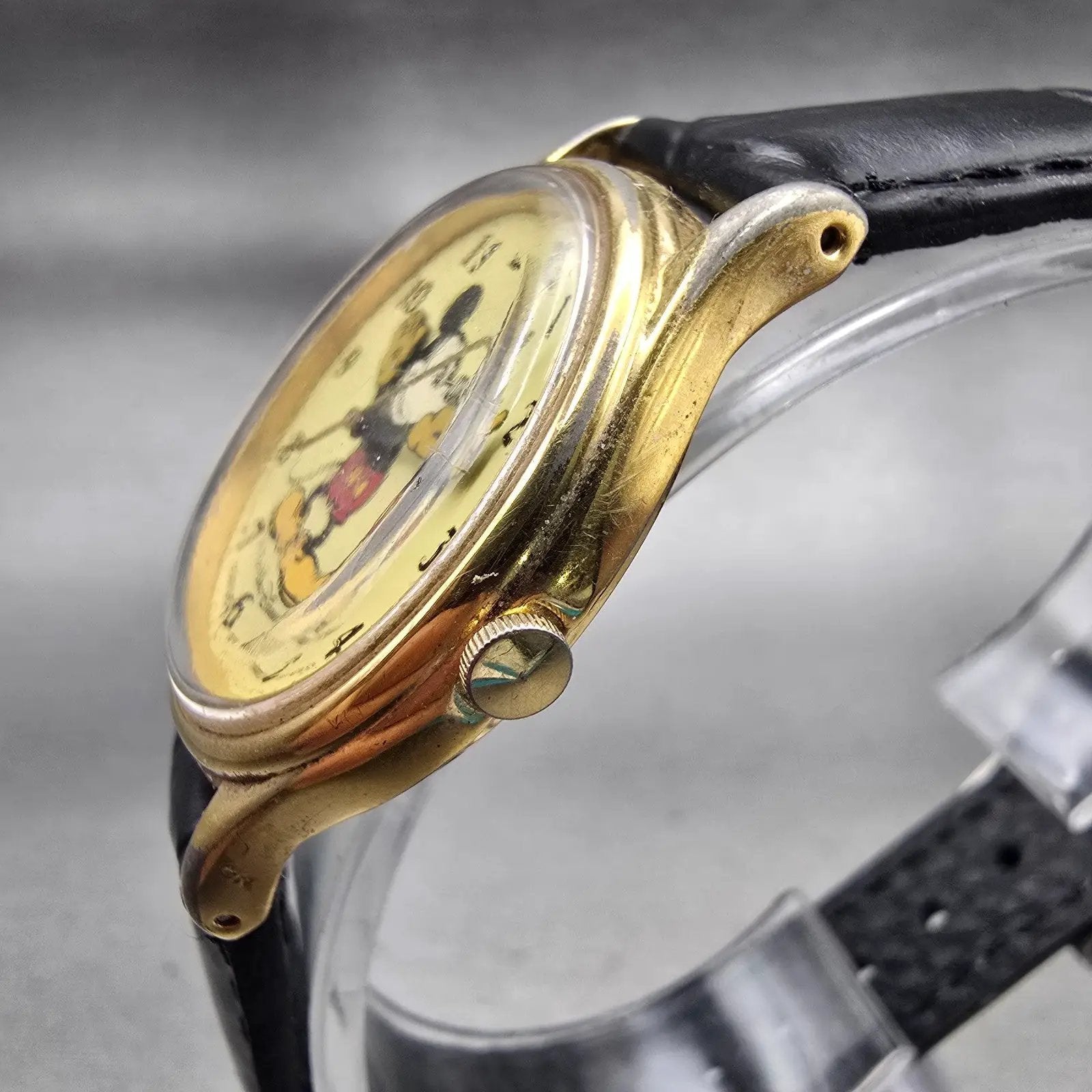 SLorus Mickey Mouse Watch Men 31mm Cream Dial Gold Tone Round V515-6000 New Batt2