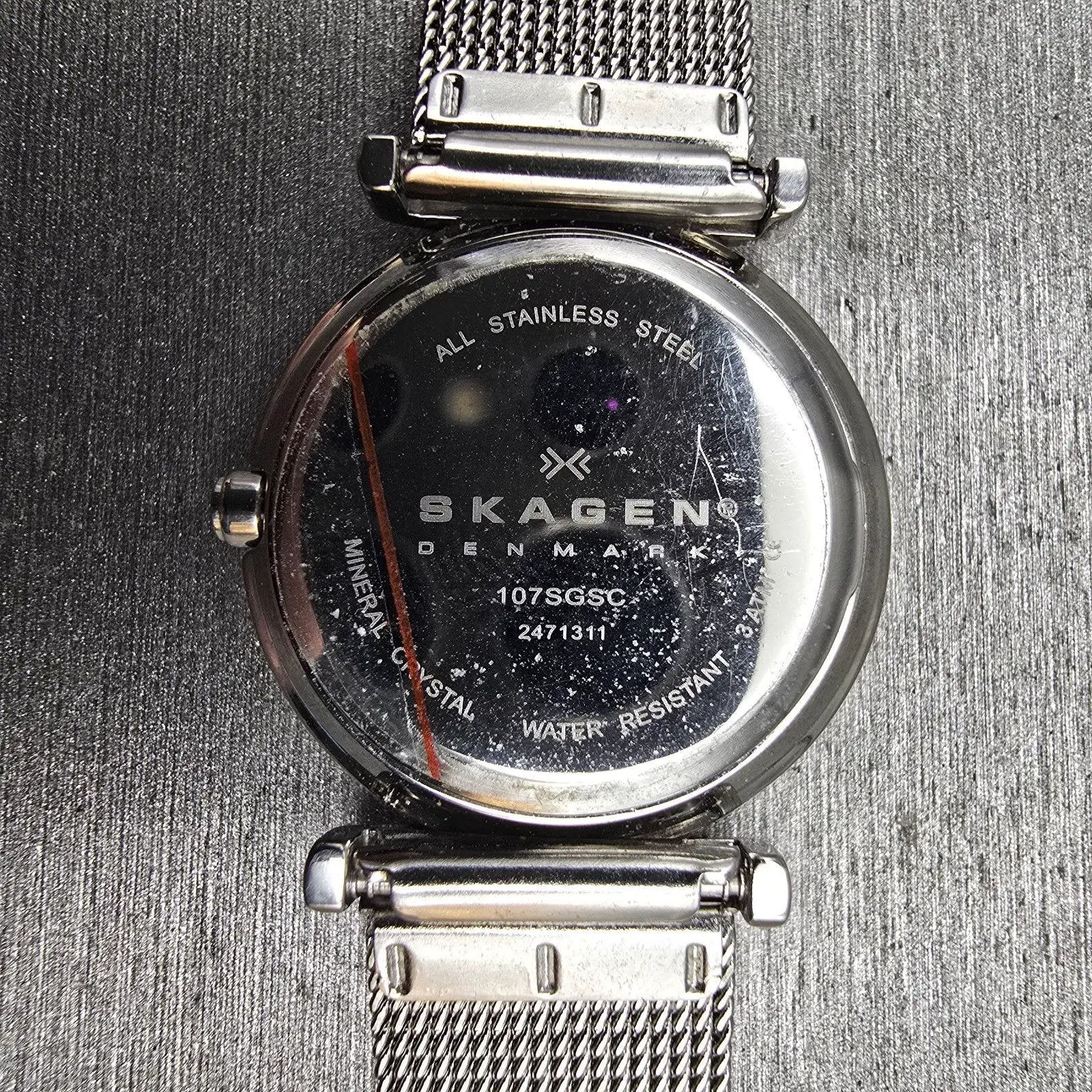 Skagen Watch Women 25mm Silver Dial Silver Tone Round 107SGSC New Battery Mesh L10
