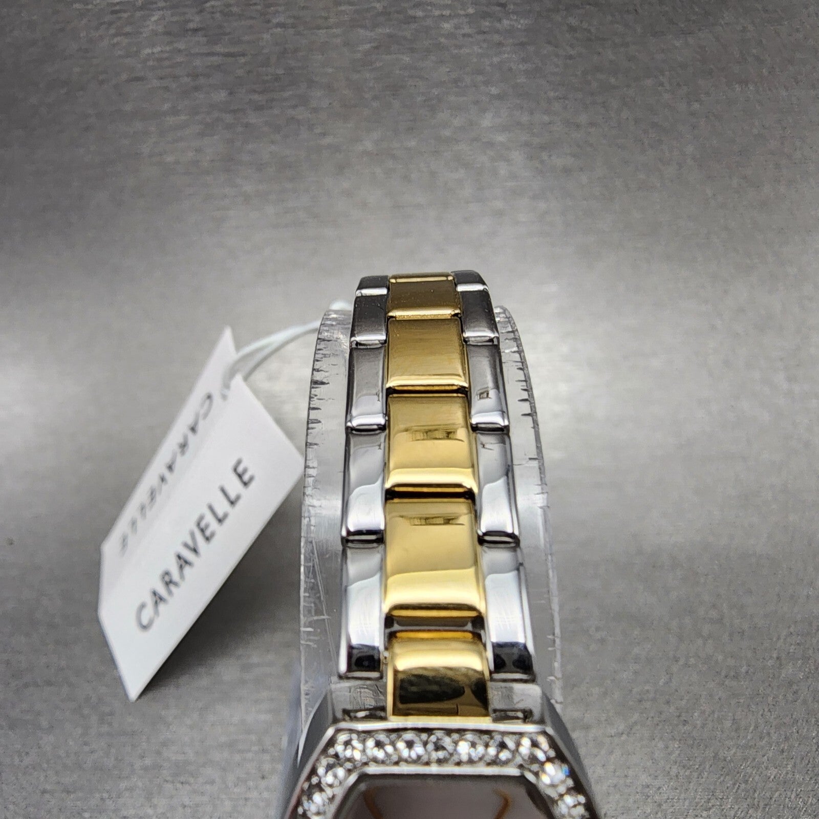 Bulova Caravelle Watch Women 18mm MOP Dial Two Tone Steel Rectangle 45L1684