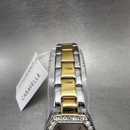 Bulova Caravelle Watch Women 18mm MOP Dial Two Tone Steel Rectangle 45L1684