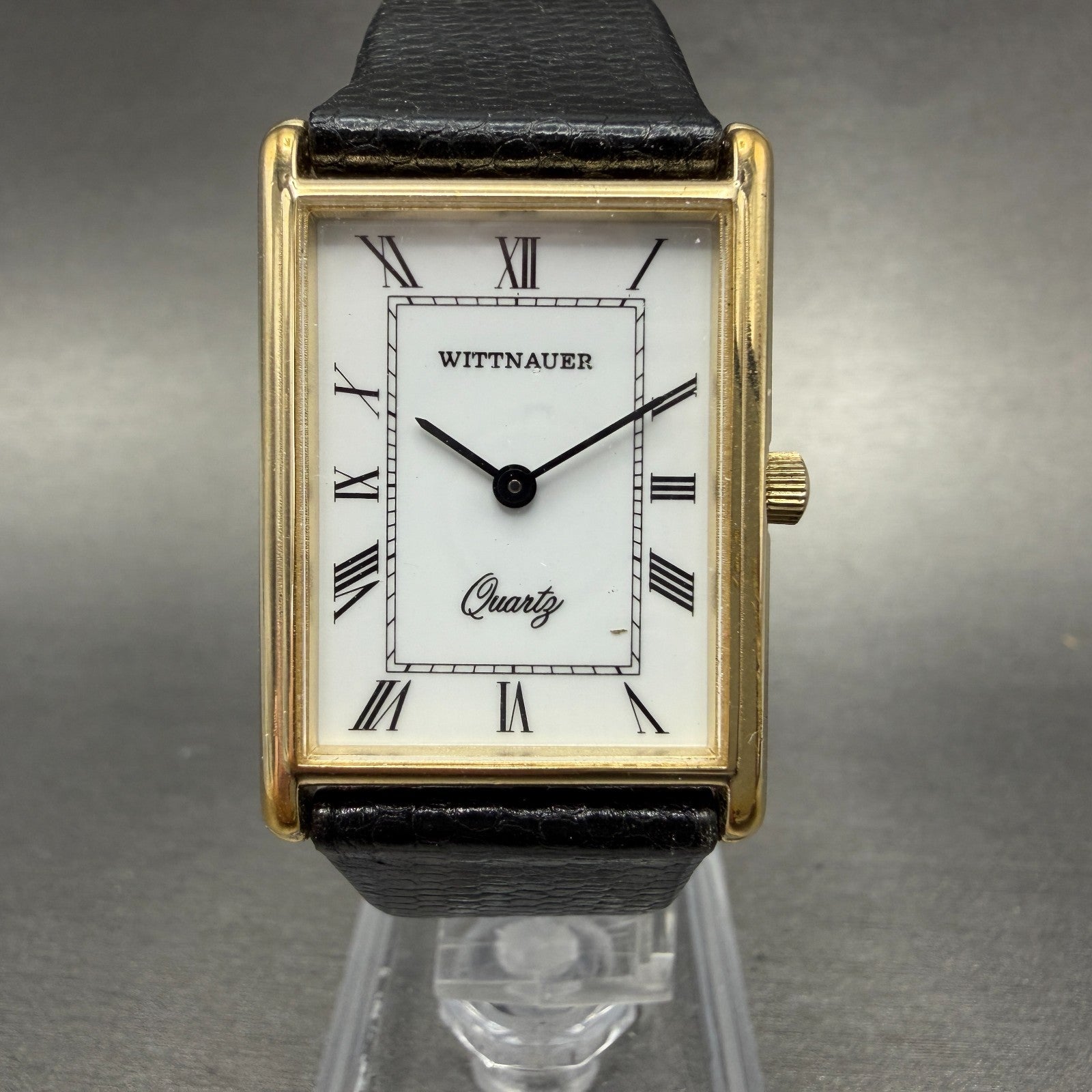 Wittnauer Tank Watch Men 24mm White Dial Gold Tone Rectangle Vintage PARTS0