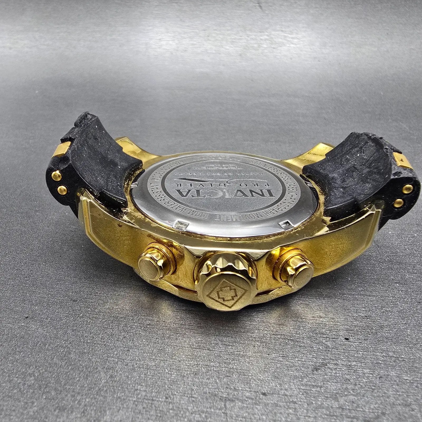 Invicta Pro Diver Chronograph Watch Men 48mm Blue Dial Gold Tone 21929 PARTS10