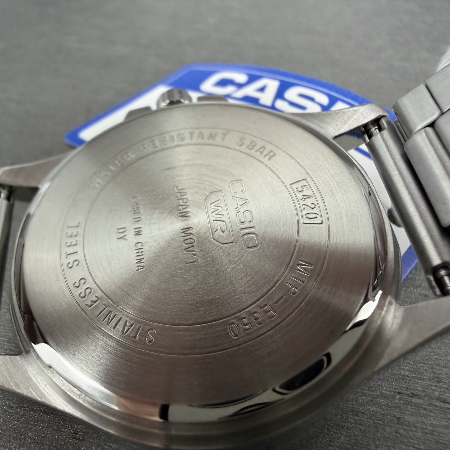 Casio MTP-E350 Watch Men 39mm White Dial Silver Tone Daydate Metal Bracelet9