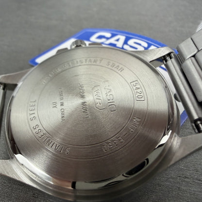 Casio MTP-E350 Watch Men 39mm White Dial Silver Tone Daydate Metal Bracelet9