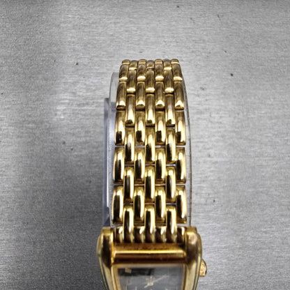 Seiko Watch Women 18mm Black Dial Gold Tone Rectangle V401-5650 New Battery VTG4