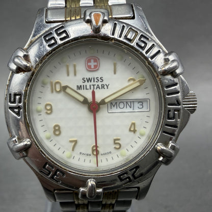 Swiss Military Watch Women 29mm White Dial Two Tone Daydate Round New Battery A11