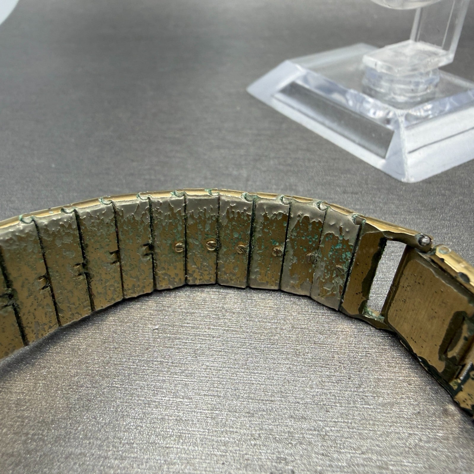 Bulova Tank Watch Men 27mm Gold Dial Gold Tone Rectangle 92V11 Vintage PARTS13