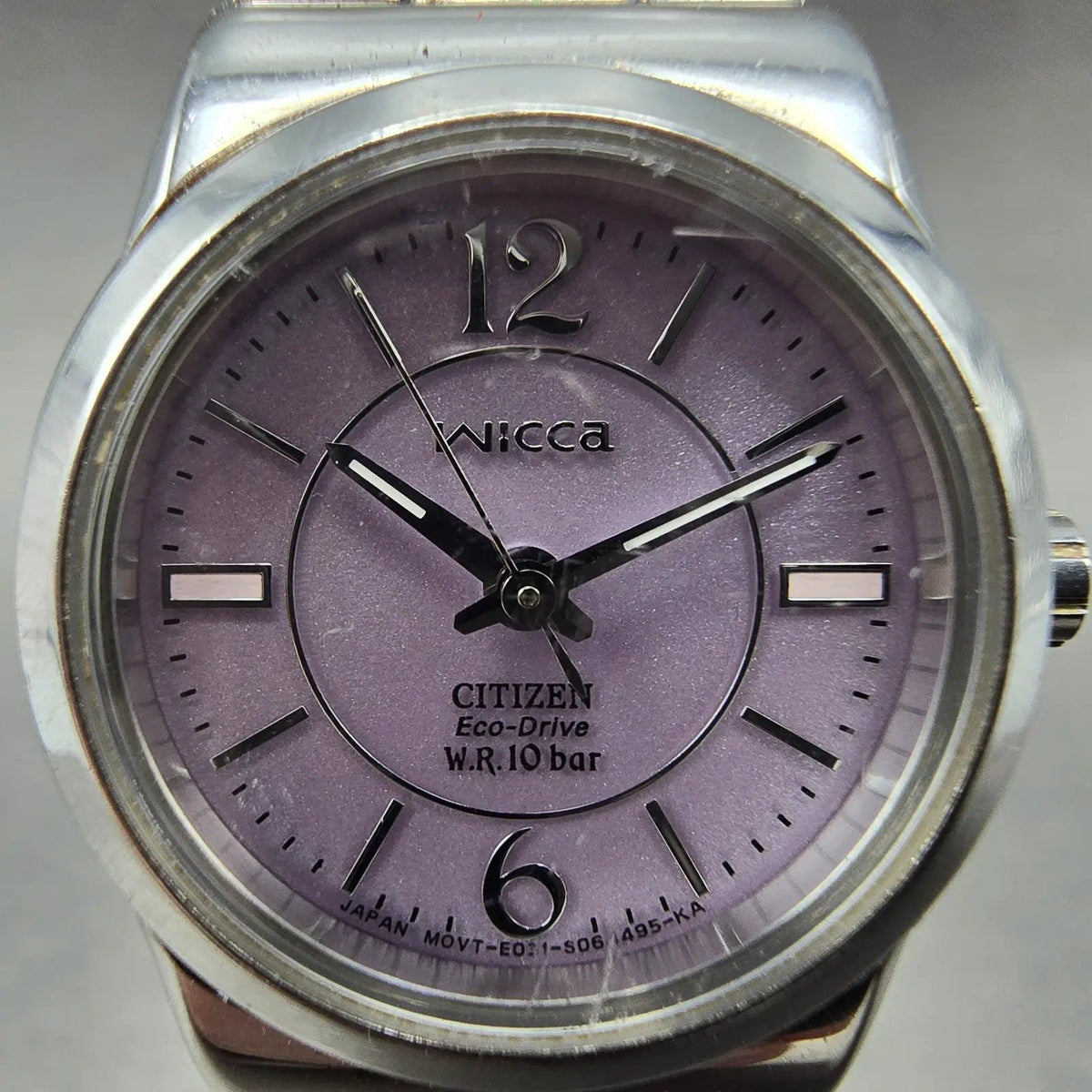 Citizen Eco-Drive Wicca Watch Women 24mm Purple Dial Silver Round Works JDM1