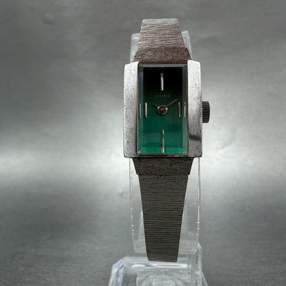 Citizen Watch Women 15mm Green Dial Silver Tone Rectangle Manual Wind Runs VTG5