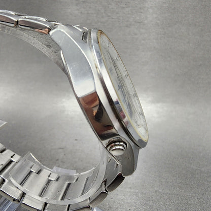 Casio Lineage Watch Men 40mm White Dial Silver Tone Analog Digital Solar Runs3
