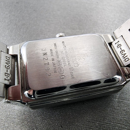 Seiko Lukia Tank Watch Women 20mm Gray Dial Stainless Steel Rectangle New Batt10