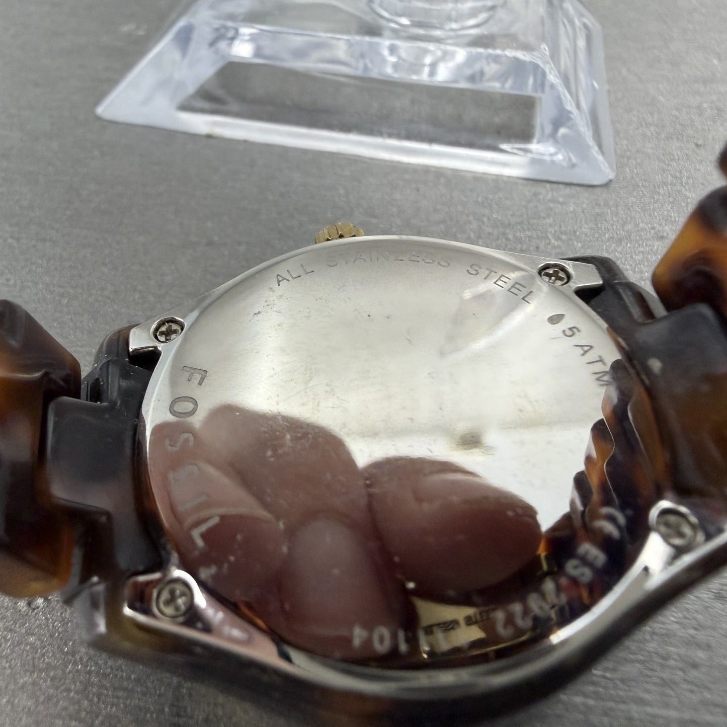 Fossil Stella Mini Watch Women 31mm Brown Dial Brown Tortoise Date ES-2922 Runs9