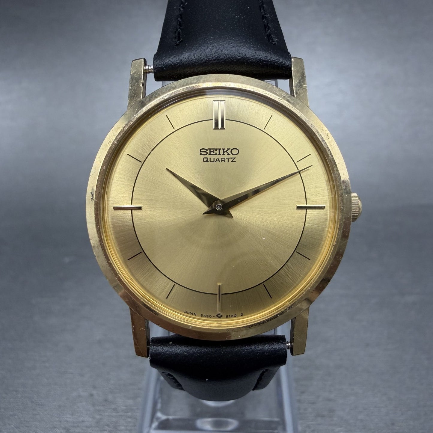Seiko Watch Unisex 30mm Champagne Dial Gold Tone Round VTG 6530-6060 New Battery0